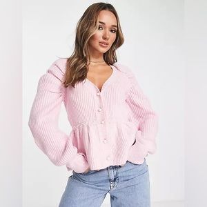River Island London embellished peplum cardigan in pink